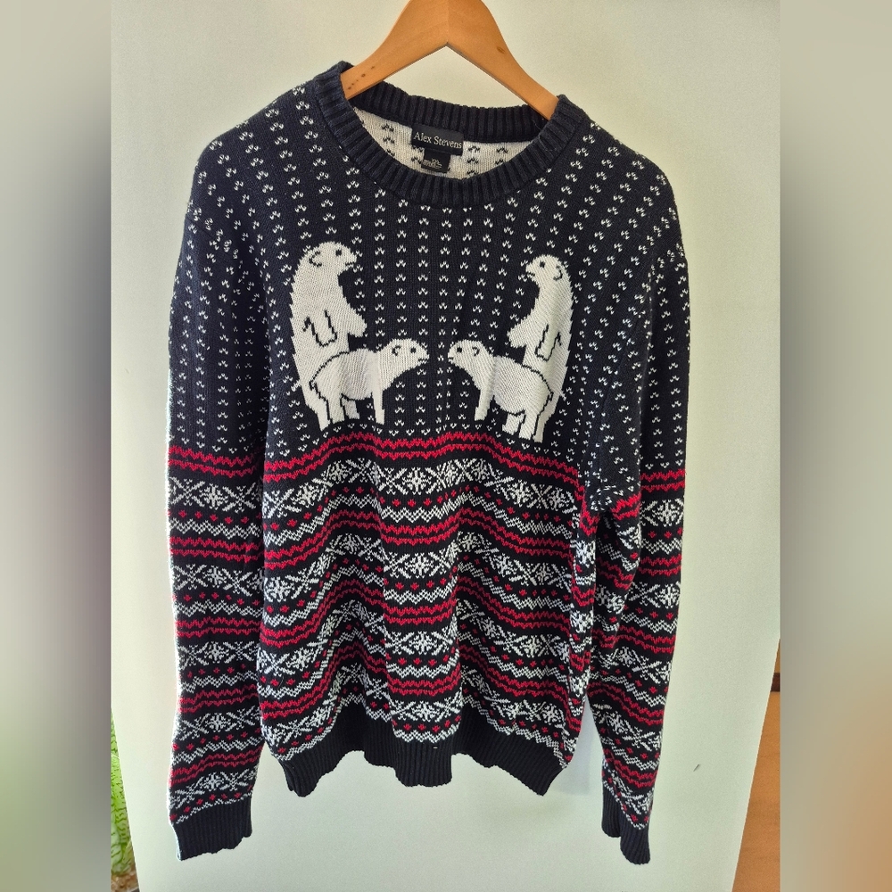 Funny Christmas Sweater Polar Bears Alex Stevens 100% Cotton Size XXL